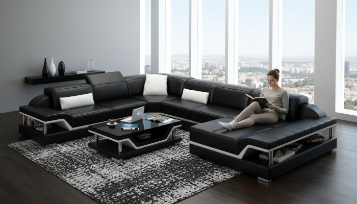 Designer sofa couch sectional with ottoman upholstery set living landscape U-shape