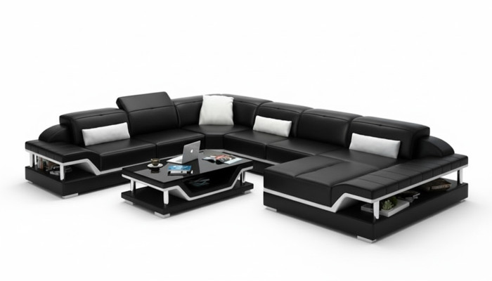 Designer sofa couch sectional with ottoman upholstery set living landscape U-shape