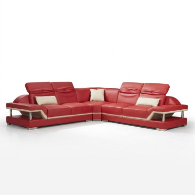 L-shaped leather sectional couch upholstered corner sofa living room