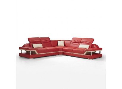 L-shaped leather sectional couch upholstered corner sofa living room