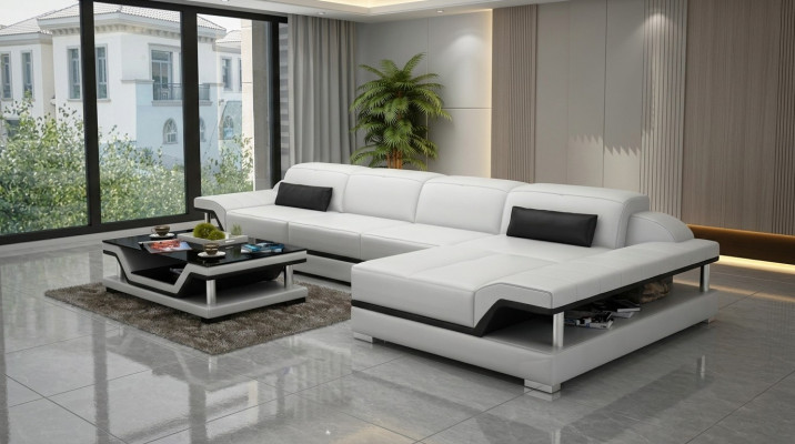 Design corner sofa L-shape couch leather sofas white living area couches