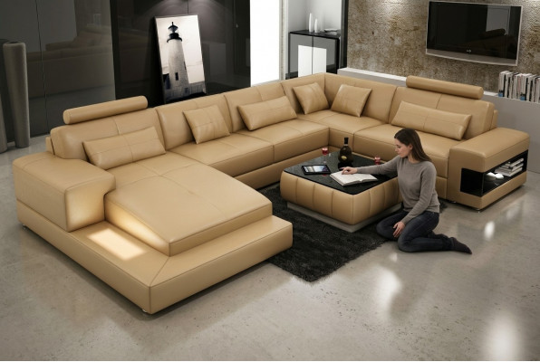 Corner sofa leather sofa upholstery living landscape couch sofa corner suite U shape