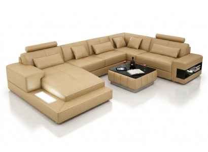 Corner sofa leather sofa upholstery living landscape couch sofa corner suite U shape