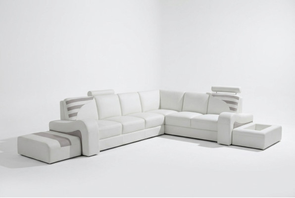 Modern sofa corner suite L-shape upholstered seating corner decor couch + stool