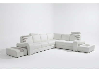 Modern sofa corner suite L-shape upholstered seating corner decor couch + stool