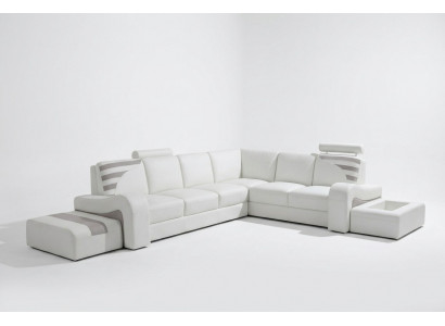 Modern sofa corner suite L-shape upholstered seating corner decor couch + stool