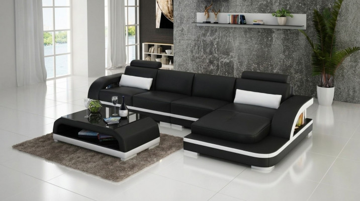 Leather sofa L-shape couch living area corner sofa decor set design modern