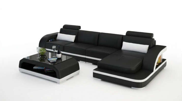 Leather sofa L-shape couch living area corner sofa decor set design modern