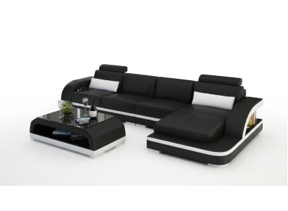 Leather sofa L-shape couch living area corner sofa decor set design modern