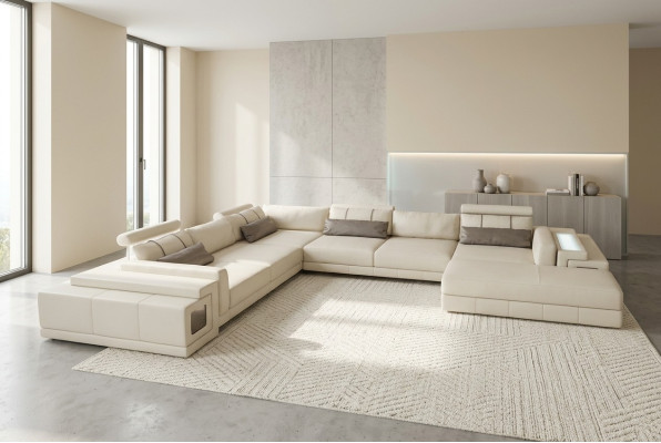 Leather sofa U-shape couch living area corner sofa suite design modern sofa new