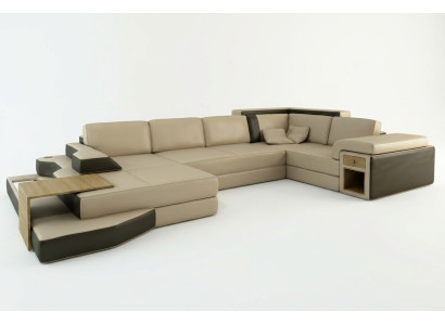 Design Sofa U Shape Leather Living Landscape Couch Upholstery Seat Corner Sofa