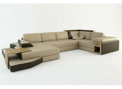 Design Sofa U Shape Leather Living Landscape Couch Upholstery Seat Corner Sofa