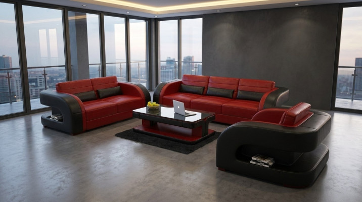 Luxury living room sofa set 3+2 set upholstery leather couches