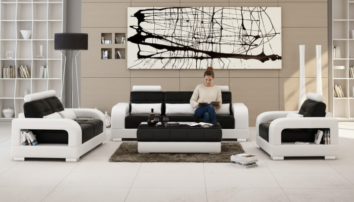 Leather sofa couch sofa set 3+1+1 seater sets design living room