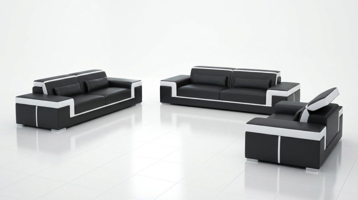 Luxurious sofa set living room 3+2 set leather upholstery couches