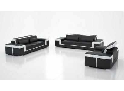 Luxurious sofa set living room 3+2 set leather upholstery couches