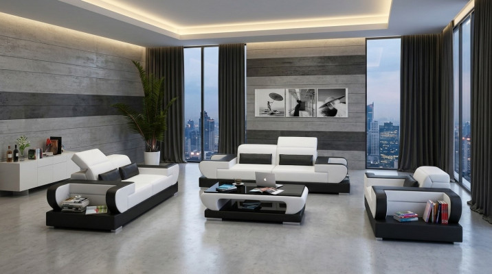Luxurious sofa set living room suite leather upholstery couches sofa