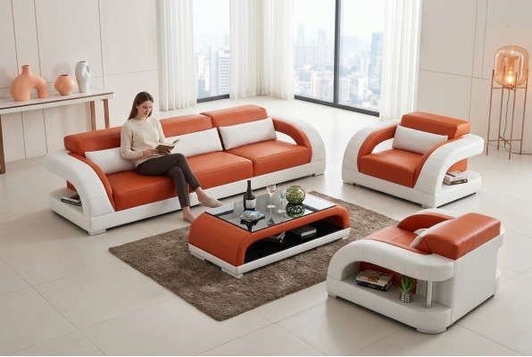 Sofa Set 3+1+1 Seat Designer Upholstered Couches Modern Couch