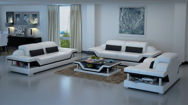 Leather Upholstered Couches Sofa Luxurious Sofa Set 3+2 + Coffee Table Set New