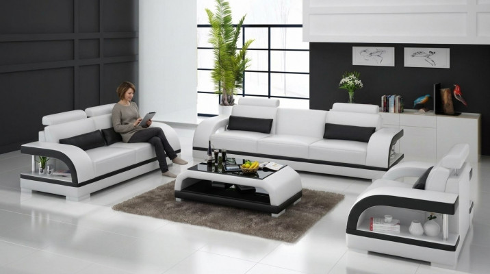 Leather sofa couch suite 3+1+1 seater set modern design sofa