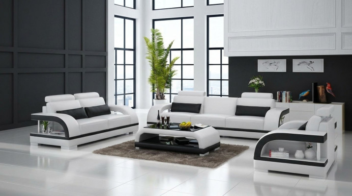Leather sofa couch suite 3+1+1 seater set modern design sofa