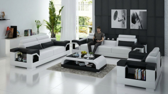 Leather sofa couch sofa set 3+1+1 seater set design modern sofa