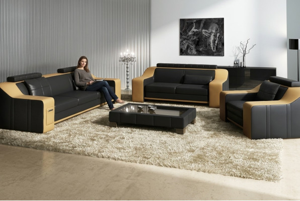 Leather sofa set couch suite design modern sofa 3+1+1 seater