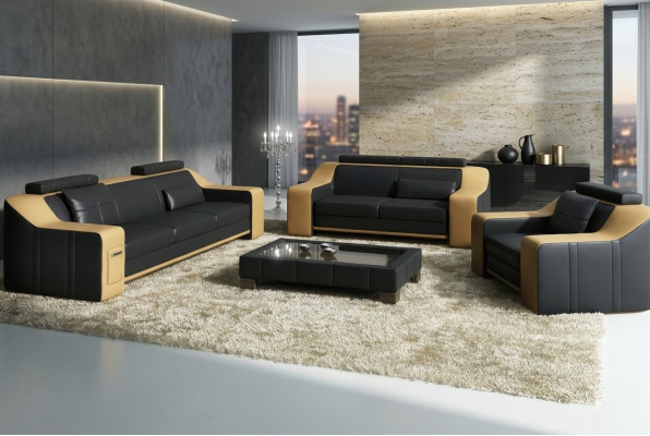 Leather sofa set couch suite design modern sofa 3+1+1 seater