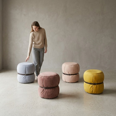 Design stool seat pouf living room designer round modern footstool