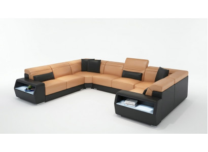 Corner sofa leather sofa couch upholstery corner seating living landscape suite U-shape