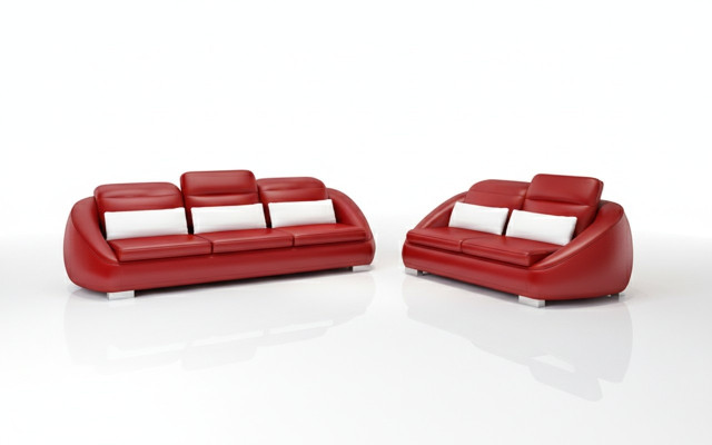 Luxury Furniture Sofa Suite Couch Sofa Upholstery 3+2 Red Seat Cushion Set