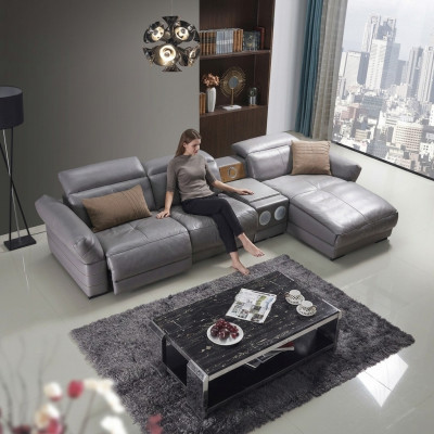 Luxury corner sofa leather couch upholstery suite sound system multifunction