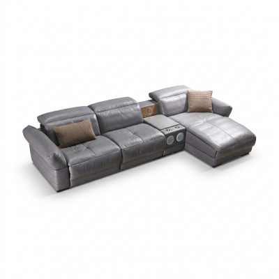 Luxury corner sofa leather couch upholstery suite sound system multifunction
