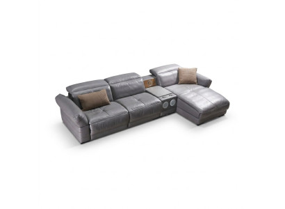 Luxury corner sofa leather couch upholstery suite sound system multifunction