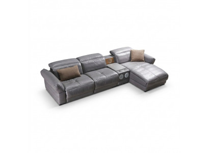 Luxury corner sofa leather couch upholstery suite sound system multifunction