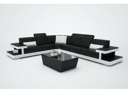Leather sofa L-shape couch living landscape decor corner sofa set design modern