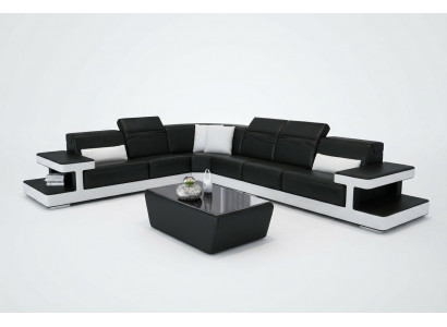 Leather sofa L-shape couch living landscape decor corner sofa set design modern