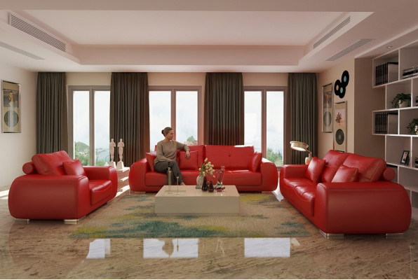 Leather sofa set suite couch designs modern sofa 3+1+1 seats