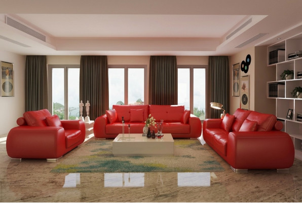 Leather sofa set suite couch designs modern sofa 3+1+1 seats