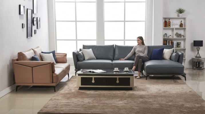 Designer sofa couch set, corner sofa with ottoman, upholstered living landscape