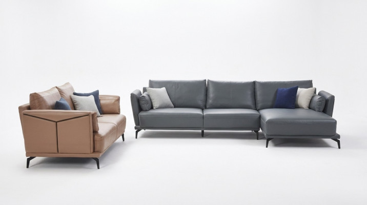 Designer sofa couch set, corner sofa with ottoman, upholstered living landscape