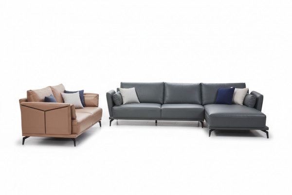 Modern sofa corner set L-shaped upholstered seat corner couch 2-seater group