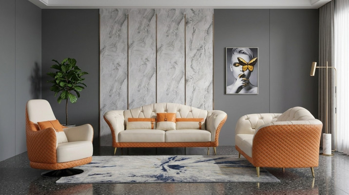 Luxury sofa set 3+1+1 seater with furniture couch leather sofa textile group