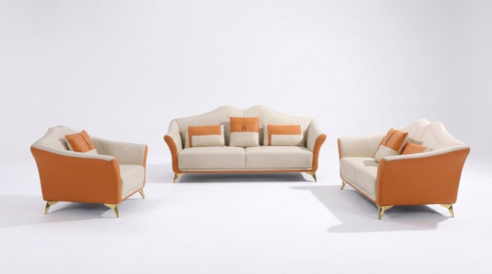 Sofa with Upholstered Leather Couch Seating Complete Set Modern Suite 3+2 Seater