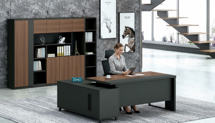 Design corner desk, file cabinet, office furniture, executive room furniture, 2-piece set