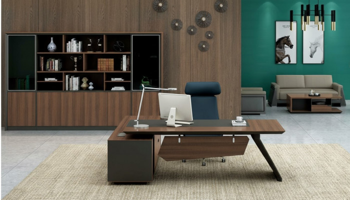 Desk office furniture 2-piece set tables shelf executive desk + filing cabinet