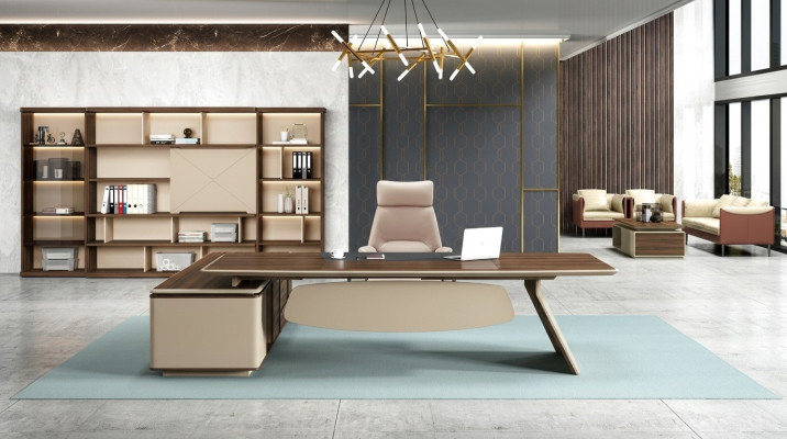 Elegant desk and large office cabinet in contemporary design