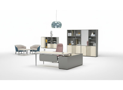 Luxurious 2-piece office furniture set corner desk + filing cabinet for document storage