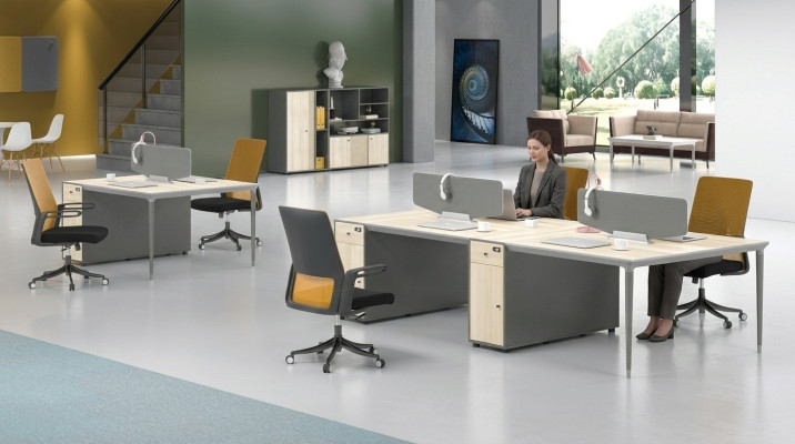 Office furniture setup equipment desk call center 4 workstations