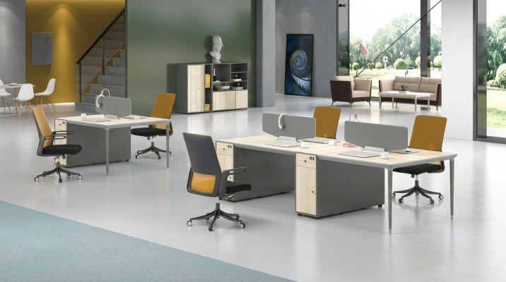 Office furniture setup equipment desk call center 4 workstations